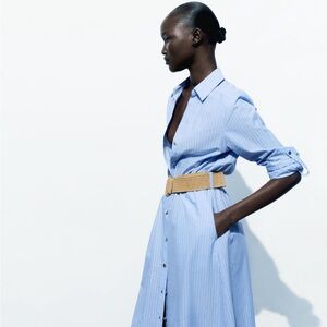 Blue Striped Shirt Dress